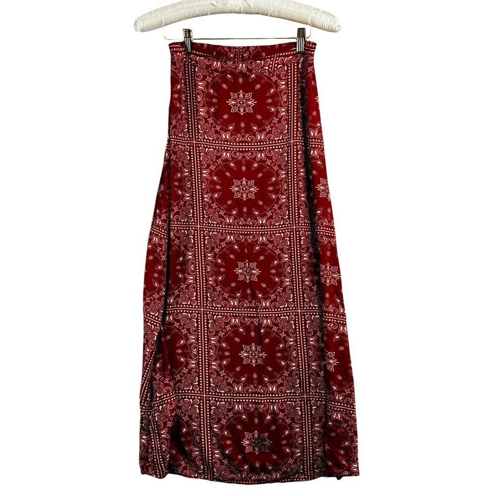 Kiss & Cry Red Bandana Print Maxi Skirt Womens Small Boho Festival